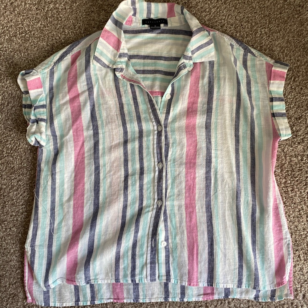 Stripped Linen Button Down Shirt